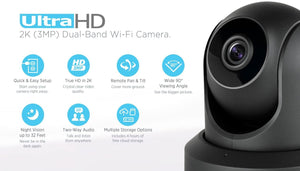 Amcrest UltraHD 2K (3MP\/2304TVL) WiFi Video Security IP Camera with Pan\/Tilt, Dual Band 5ghz\/2.4ghz, Two-Way Audio, 3-Megapixel @ 20FPS, Wide 90° Viewing Angle and Night Vision IP3M-941B (Black)