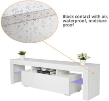 Load image into Gallery viewer, Bonnlo Modern TV Stand with LED Light for 65 Inch TV LED TV Stand TV Cabinet Media Storage Console Table with Drawer and Shelves for Living Room Bedroom Furniture, White
