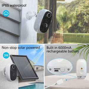 AKASO Wireless Outdoor Security Camera, WiFi Solar and Rechargeable Battery Indoor Home Security Camera, Alexa/Google Home, 1080P, Night Vision, 2-Way Audio, Motion Detect, IP65 Waterproof, Cloud/SD