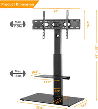 Load image into Gallery viewer, 5Rcom Black TV Floor Stand with 2 Shelves for Most 32 37 42 47 50 55 60 65 inch Plasma LCD LED Flat or Curved Screen TVs with Swivel Mount and Height Adjustable
