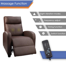 Load image into Gallery viewer, Devoko Recliner Chair Massage Home Theater Seating PU Leather Modern Living Room Chair Padded Cushion Reclining Sofa (Brown)
