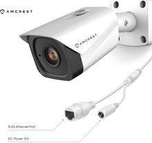 Load image into Gallery viewer, Amcrest UltraHD 4K (8MP) Outdoor Bullet POE IP Camera, 3840x2160, 131ft NightVision, 2.8mm Lens, IP67 Weatherproof, MicroSD Recording, White (IP8M-2496EW-28MM)
