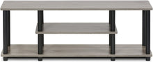 Load image into Gallery viewer, FURINNO Turn-N-Tube 3-Tier Entertainment TV Stand, Round, French Oak Grey\/Black
