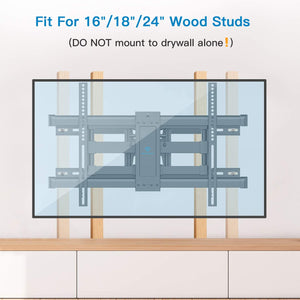 PERLESMITH Full Motion TV Wall Mount for Most 37-70 Inch TVs up to 132lbs - Fits 16”, 18”, 24” Wood Studs - Articulating TV Mount Dual Arms with Tilts, Swivels & Extends 16”, Max VESA 600x400mm