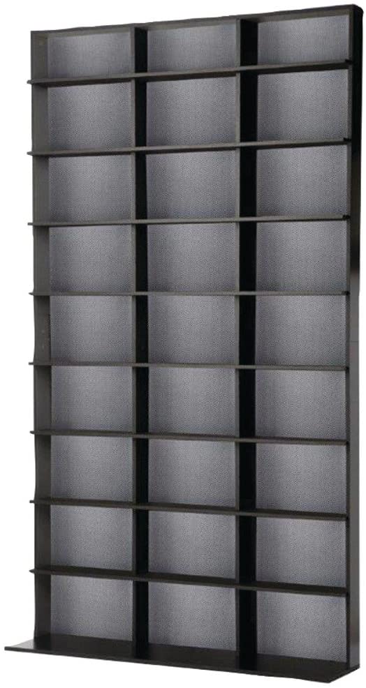 Atlantic Elite Media Storage Cabinet - New\/Improved Tower, Stores 837 CDs, 630 Blu-Rays, 531 DVDs, 624 PS3\/PS4 Games or 528 wii Games with 9 Fixed Shelves, PN38408117 in Black