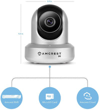 Load image into Gallery viewer, Amcrest UltraHD 2K WiFi Camera 3MP (2304TVL) Dualband 5ghz \/ 2.4ghz Indoor Pan\/Tilt\/Zoom Surveillance Wireless IP Camera, Home Video Security System w\/IR Night Vision, Two-Way Talk IP3M-941 (Silver)
