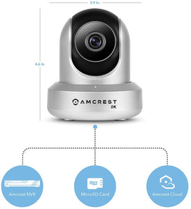 Amcrest UltraHD 2K WiFi Camera 3MP (2304TVL) Dualband 5ghz \/ 2.4ghz Indoor Pan\/Tilt\/Zoom Surveillance Wireless IP Camera, Home Video Security System w\/IR Night Vision, Two-Way Talk IP3M-941 (Silver)