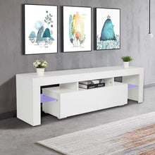 Load image into Gallery viewer, Bonnlo Modern TV Stand with LED Light for 65 Inch TV LED TV Stand TV Cabinet Media Storage Console Table with Drawer and Shelves for Living Room Bedroom Furniture, White
