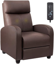 Load image into Gallery viewer, Devoko Recliner Chair Massage Home Theater Seating PU Leather Modern Living Room Chair Padded Cushion Reclining Sofa (Brown)
