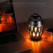 Load image into Gallery viewer, DIKAOU Led flame table lamp, Torch atmosphere Bluetooth speakers&amp;Outdoor Portable Stereo Speaker with HD Audio and Enhanced Bass,LED flickers warm yellow lights BT4.2 for iPhone\/iPad \/Android
