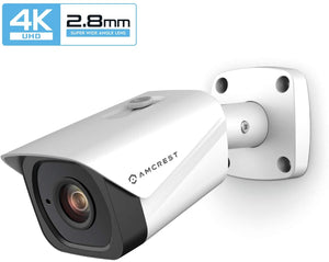 Amcrest UltraHD 4K (8MP) Outdoor Bullet POE IP Camera, 3840x2160, 131ft NightVision, 2.8mm Lens, IP67 Weatherproof, MicroSD Recording, Black (IP8M-2496EB)