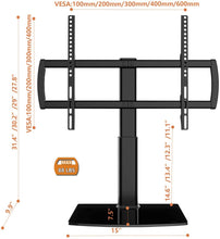 Load image into Gallery viewer, Universal Swivel TV Stand\/Base Table Top TV Stand 32 to 65 inch TVs 80 Degree Swivel, 4 Level Height Adjustable, Heavy Duty Tempered Glass Base, Holds up to 99lbs Screens, HT04B-002U
