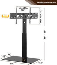 Load image into Gallery viewer, TAVR Universal Floor TV Stand Base with Swivel Height Adjustable Mount for 32 37 42 47 50 55 60 65 inch Plasma LCD LED Flat or Curved Screen TVs,Tempered Glass Base for Media Storage
