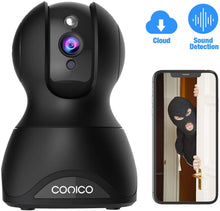 Load image into Gallery viewer, Wireless Security Camera, Conico 1080p IP Home Surveillance Camera WiFi Baby Monitor Pet Camera Dog Cam with Cloud Storage Sound Motion Detect Two Way Audio Night Vision Remote View
