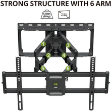 Load image into Gallery viewer, USX MOUNT Full Motion TV Wall Mount for Most 47-84 inch Flat Screen/LED/4K TVs, TV Mount Bracket Dual Swivel Articulating Tilt 6 Arms, Max VESA 600x400mm, Holds up to 132lbs, Arms Up to 16&quot; Wood Stud
