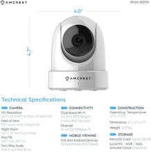 Load image into Gallery viewer, Amcrest 4MP UltraHD Indoor WiFi Camera, Security IP Camera with Pan\/Tilt, Two-Way Audio, Night Vision, Remote Viewing, Dual-Band 5ghz\/2.4ghz, 4-Megapixel @~20FPS, Wide 120° FOV, IP4M-1051W (White)
