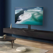 Load image into Gallery viewer, FITUEYES Universal TV Stand/Base Swivel Tabletop TV Stand with Mount for 50 to 80 inch Flat Screen TV 100 Degree Swivel, 4 Level Height Adjustable,Tempered Glass Base,Holds up to 143 lbs Screens
