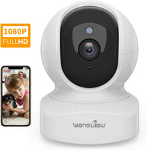 Load image into Gallery viewer, Wansview Wireless Security Camera, IP Camera 1080P HD, WiFi Home Indoor Camera for Baby\/Pet\/Nanny, Motion Detection, 2 Way Audio Night Vision, Works with Alexa, with TF Card Slot and Cloud
