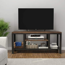 Load image into Gallery viewer, TV Stand, 59 InchesTribesigns Industrial Rustic Media Stand for 60 Inches TV, Large 3-Tier Entertainment Center with Metal Mesh Shelf, Media Console Table for Living Room
