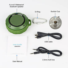 Load image into Gallery viewer, Outdoor Waterproof Bluetooth Speaker,Kunodi Wireless Portable Mini Travel Speaker with Subwoofer, Enhanced Bass, Built in Mic for Sports, Pool, Beach, Hiking, Camping (Green)
