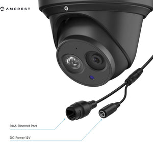 Amcrest UltraHD 4K POE Camera, 8MP Outdoor Security Turret PoE IP Camera, 3840x2160, 164ft NightVision, 2.8mm Lens, IP67 Weatherproof, MicroSD Recording (128GB), Black (IP8M-T2499EB-28MM)