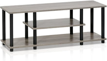 Load image into Gallery viewer, FURINNO Turn-N-Tube 3-Tier Entertainment TV Stand, Round, French Oak Grey\/Black
