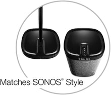 Load image into Gallery viewer, GT STUDIO SONOS Speaker Stands for SONOS One, One SL, Play:1, Play:3, Premium Design Improves Surround Sound, Heavy Base, Complete Cord Concealment - (Pair, Black)
