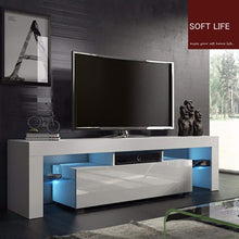 Load image into Gallery viewer, Kadola US Fast Shipment White TV Stand with Lights, Modern LED TV Cabinet with Storage Drawers,High Gloss TV Stand for 43/55/50/65 Inch TV Living Room Entertainment Center Media Console Table
