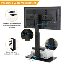 Load image into Gallery viewer, 5Rcom Black TV Floor Stand with 2 Shelves for Most 32 37 42 47 50 55 60 65 inch Plasma LCD LED Flat or Curved Screen TVs with Swivel Mount and Height Adjustable
