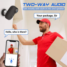 Load image into Gallery viewer, Wireless Outdoor Security Camera, KAMTRON 1080P Home Security Rechargeable Battery Powered Camera 2.4G WiFi with Night Vision, Motion Detection and 2-Way Audio, IP65 Waterproof,Cloud Service, Black
