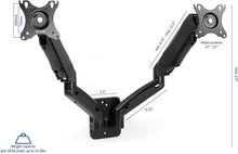 Load image into Gallery viewer, VIVO Black Height Adjustable Pneumatic Extended Arm Dual Monitor Wall Mount Full Motion Articulating | fits 2 Screens 17 to 27 inches (MOUNT-V002G)
