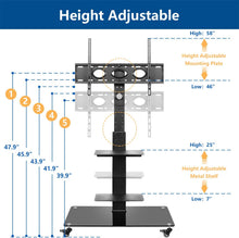 Load image into Gallery viewer, Rfiver Universal Mobile TV Stand Trolley Cart with Swivel Mount for Most 32"-65" LCD LED Plasma Flat\/Curved Screen TVs, Height Adjustable and Locking Wheels, Black Heavy Duty TV Mount Stand

