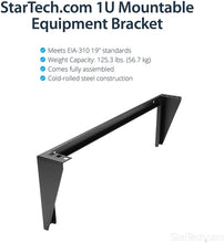 Load image into Gallery viewer, StarTech.com 1U Wall Mount Patch Panel Bracket – 19 in – Steel - Vertical Mounting Bracket for Networking and Data Equipment (RK119WALLV),Black
