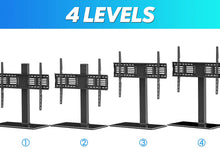 Load image into Gallery viewer, FITUEYES Universal TV Stand/Base Swivel Tabletop TV Stand with Mount for 50 to 80 inch Flat Screen TV 100 Degree Swivel, 4 Level Height Adjustable,Tempered Glass Base,Holds up to 143 lbs Screens
