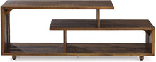 Load image into Gallery viewer, Walker Edison Rustic Asymmetrical Wood Universal TV Stand for TV's up to 65"Flat Screen Cabinet Door and Open Shelves Living Room Storage Entertainment Center Amber Brown60 Inch
