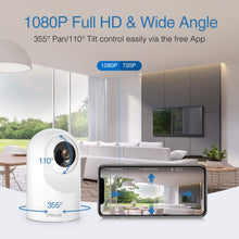 Load image into Gallery viewer, Security Camera Indoor, Goowls 1080P HD Pan/Tilt 2.4GHz WiFi Home Camera Dog Camera Wireless IP Camera for Baby/Pet/Nanny Monitor Night Vision Motion Detection Two-Way Audio Works with Alexa
