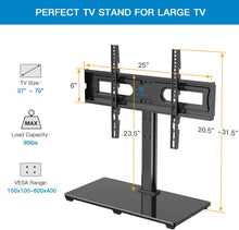 Load image into Gallery viewer, PERLESMITH Universal TV Stand Table Top TV Base for 37 to 70 inch LCD LED OLED 4K Flat Screen TVs - Height Adjustable TV Mount Stand with Tempered Glass Base, VESA 600x400mm, Holds up to 99lbs
