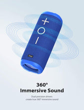 Load image into Gallery viewer, Tribit StormBox Bluetooth Speaker - 24W Portable Speaker, 360° Surround Sound, Enhanced Bass, Wireless Dual Pairing, IPX7 Waterproof, 20-Hour Playtime, 66ft Bluetooth Range Outdoor Speaker (Blue)
