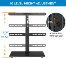 Load image into Gallery viewer, PERLESMITH Universal Swivel Table Top 37-65 inch LCD/OLED/Flat Screen/4K Height Adjustable TV Stand Mount with Heavy-Duty Tempered Glass Base, VESA 600x400mm, Black
