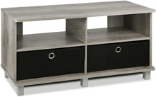 Load image into Gallery viewer, FURINNO Andrey Entertainment Center with Bin Drawers, French Oak Grey\/Black
