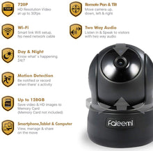 Load image into Gallery viewer, Faleemi Wireless Security Camera, WiFi Pet Camera, Nanny Cams Wireless with Cell Phone App, Home Surveillance HD IP Camera with 2 Way Audio, Night Vision, Motion Detection for Office/Dog/Baby Monitor
