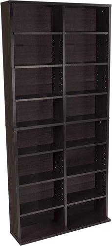 Atlantic Oskar Adjustable Media Cabinet - Holds 464 CDs, 228 DVDs or 276 Blu-rays, 12 Adjustable and 4 fixed shelves PN38435719 in Espresso