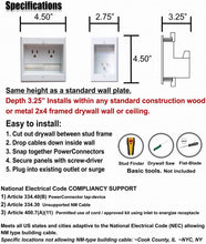 Load image into Gallery viewer, PowerBridge TWO-CK Dual Outlet Recessed In-Wall Cable Management System with PowerConnect for Wall-Mounted Flat Screen LED, LCD, and Plasma TV’s

