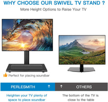 Load image into Gallery viewer, PERLESMITH Universal Swivel Table Top 37-65 inch LCD/OLED/Flat Screen/4K Height Adjustable TV Stand Mount with Heavy-Duty Tempered Glass Base, VESA 600x400mm, Black

