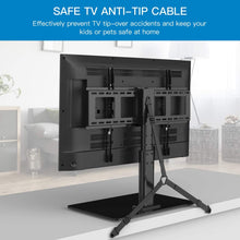 Load image into Gallery viewer, PERLESMITH Swivel TV Stand Universal Table Top TV Base for 32 to 65 inch LCD LED OLED 4K Flat Screen TVs - Height Adjustable TV Mount Stand with Safe TV Anti-tip Cable, VESA 600x400mm
