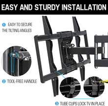 Load image into Gallery viewer, Mounting Dream TV Mount for Most 42-70 inch Flat Screen TVs Up to 100 lbs, Full Motion TV Wall Mount with Swivel Articulating 6 Arms, TV Wall Mounts Fit 12-16” Wood Studs, Max VESA 600x400mm
