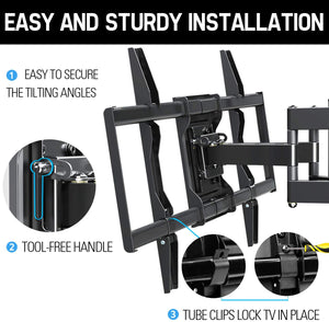 Mounting Dream TV Mount for Most 42-70 inch Flat Screen TVs Up to 100 lbs, Full Motion TV Wall Mount with Swivel Articulating 6 Arms, TV Wall Mounts Fit 12-16” Wood Studs, Max VESA 600x400mm