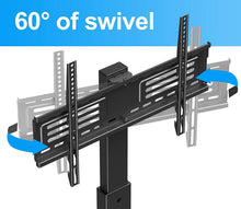 Load image into Gallery viewer, FITUEYES Universal Swivel Floor TV Stand with Mount Height Adjustable for Most TVs up to 65 Inch, Sturdy Tempered Glass Base and Component Shelves for Media Storage TT307001MB

