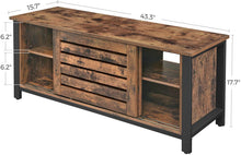 Load image into Gallery viewer, VASAGLE Lowell TV Stand, TV Cabinet with Sliding Doors and Storage Shelves, Entertainment Center, Console Table for TVs up to 50 Inches, Entertainment Room, Rustic Brown ULTV41BXV1
