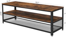 Load image into Gallery viewer, VASAGLE BRYCE TV Stand, Lengthened TV Cabinet, Console, Coffee Table with Metal Frame, Wood-Like Grain, Industrial for Living Room, Rustic Brown ULTV50BX

